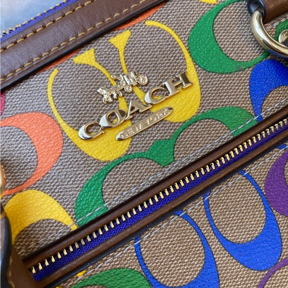 Coach Pride Collection Rowan Satchel – Brown Signature with Rainbow Strap - Picture 7 of 16